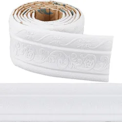 1 pc 88 x 3 Inch Crown Molding Peel and Stick Self Adhesive Flexible Foam Trim 3D Sticky Decorative Wallpaper Border Wall