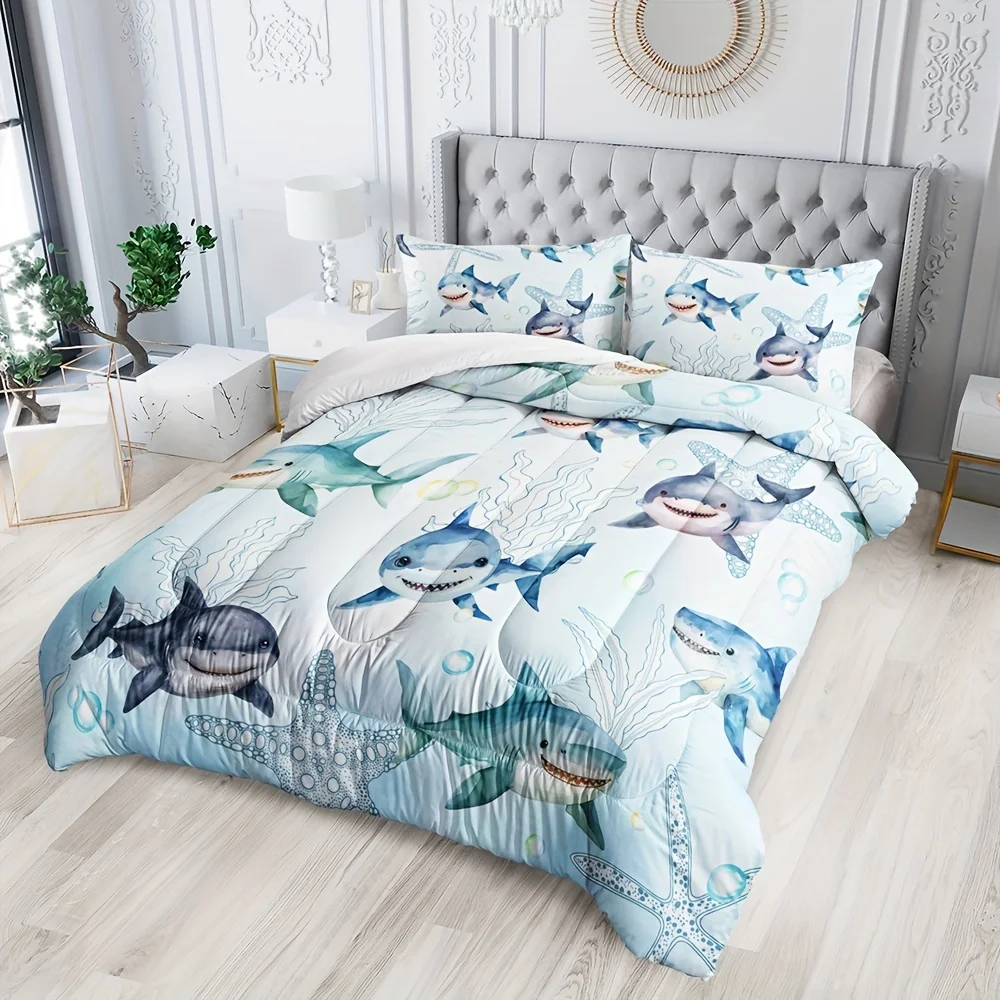 Benthos Bettwäsche-Sets, Hai-Bettbezug-Sets, Twin Full Queen, King-Size-Kissenbezug für Kinder und Erwachsene, Geschenk, Dekoration für Schlafzimmer, Gästebett – Detail 3