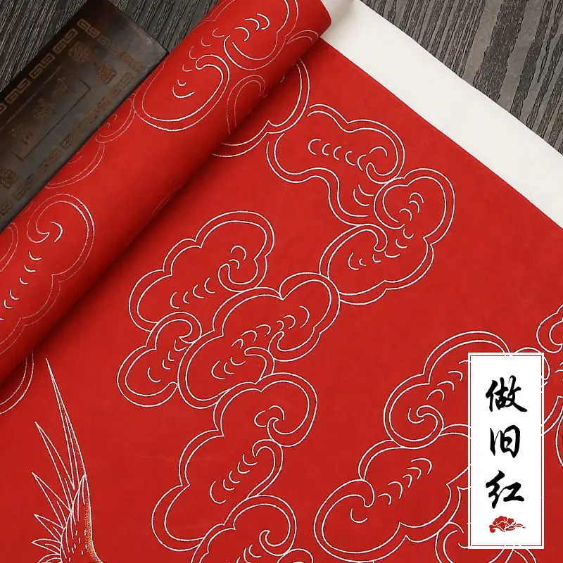 Batik Crane Pattern Half Ripe Xuan Paper Chinese Couplets Creation Rice Paper Brush Pen Calligraphy Works Exhibition Papel Arroz