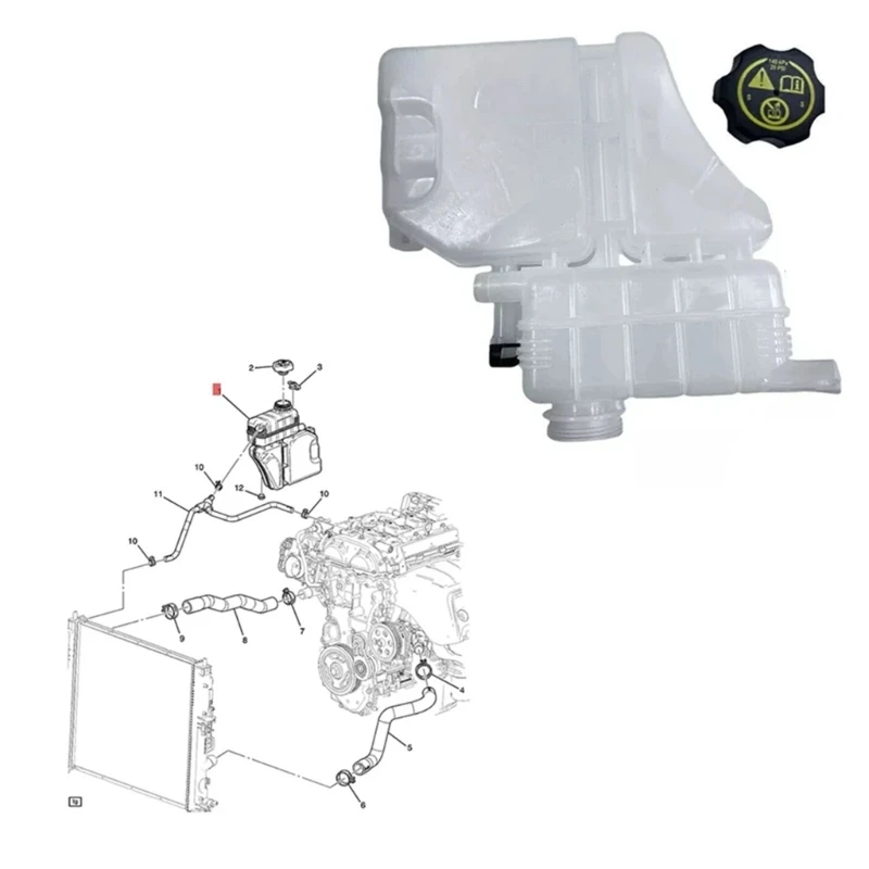 D0UC Sistema enfriamiento avanzado Tanque resistente calor 22948113 Tanque expansión refrigerante