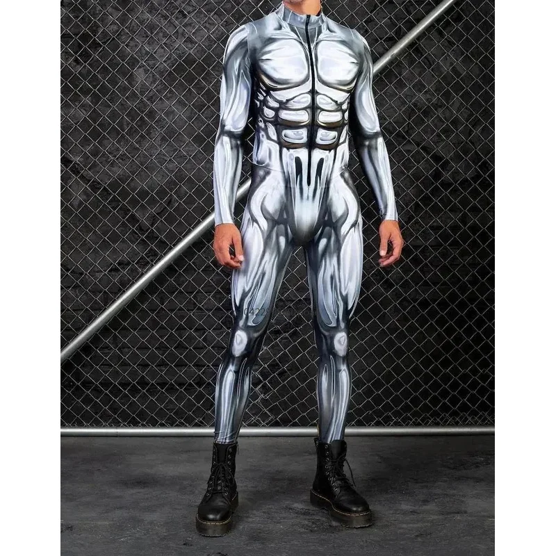 

Colorful Machine Muscle Zentai Men Halloween Bodysuit Punk Cosplay Costume Jumpsuit Carnival Party Festival Outfit 2024
