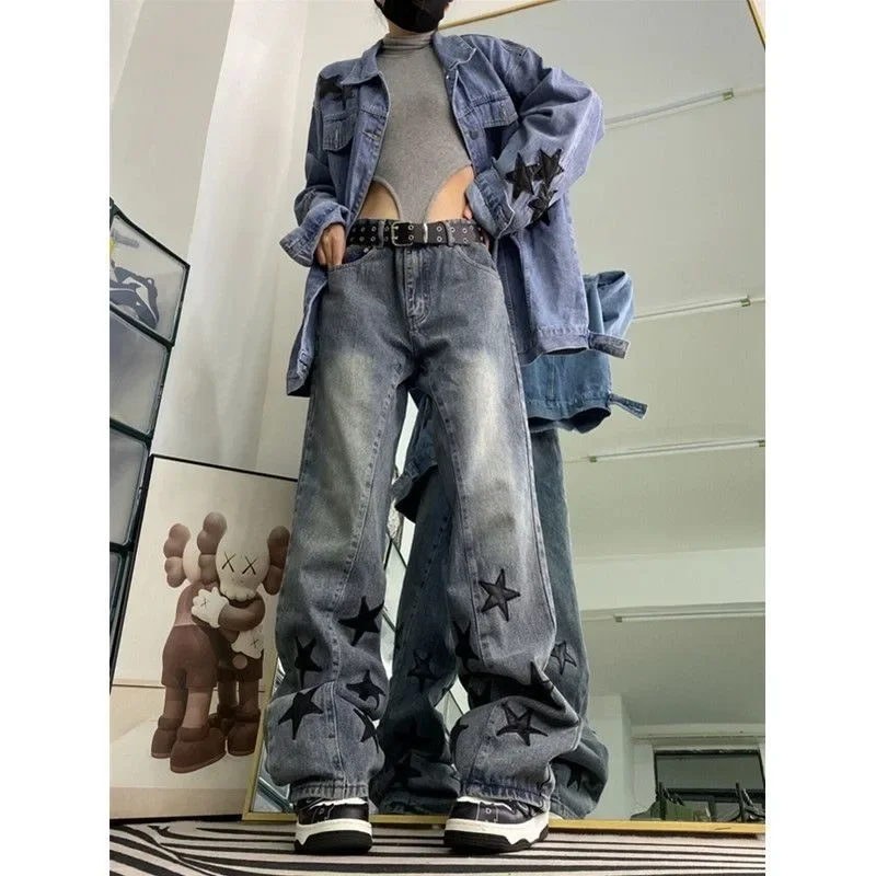 Deeptown Star Girls Y2k Vintage Jeans Women Acubi Harajuku Baggy Streetwear Grunge Denim Pants Korean Fashion Trousers Aesthetic