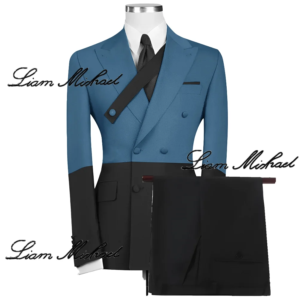 Color Block Men's Suit 2 Piece Double Breasted Blazer Custom Color XS-5XL Wedding Groom Tuxedo Formal Party Dress