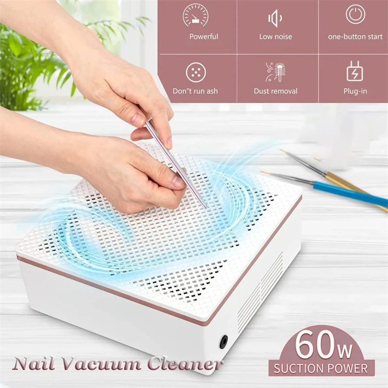 

Nail Dust Collector Manicure Machine Low Noisy 60W Nail Dust Vacuum Cleaner with Filters Extractor Fan for Manicure