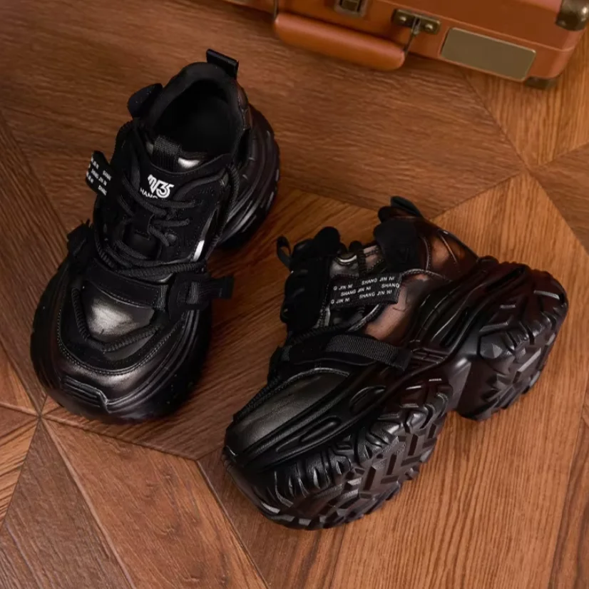 ربيع جديد أحذية رياضية غير رسمية للنساء موضة 9 سنتيمتر الكعوب أحذية رياضية مكتنزة الترفيه الأبيض أبي أحذية عالية منصة اللياقة البدنية أحذية رياضية