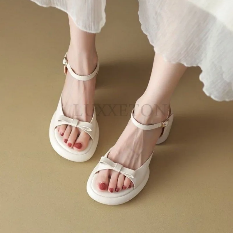 Casual and Comfortable Outdoor Open Toe Sandals Summer Square Toe Women Fashion High Heeled Beach Sandals for Women