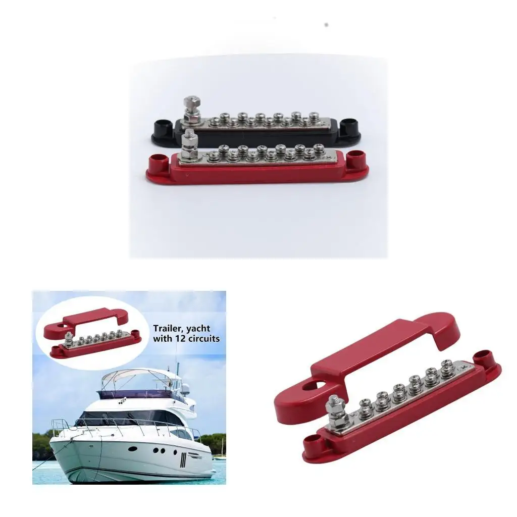 12 Power Distribution Block Terminal with Cover 150A Electrical Terminals Block for Marine Boat Car