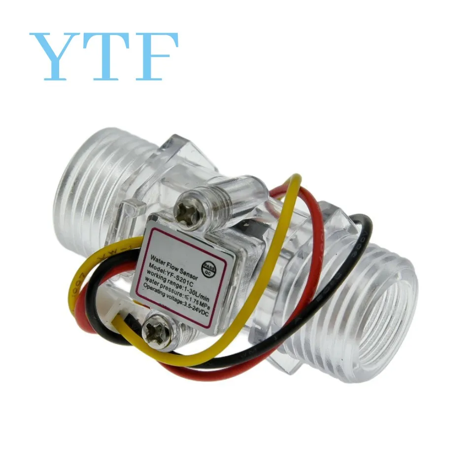 Transparent Black Flow Meter YF-201C Water Flow Sensor Turbine Flow Meter 4 Points Flow Sensor