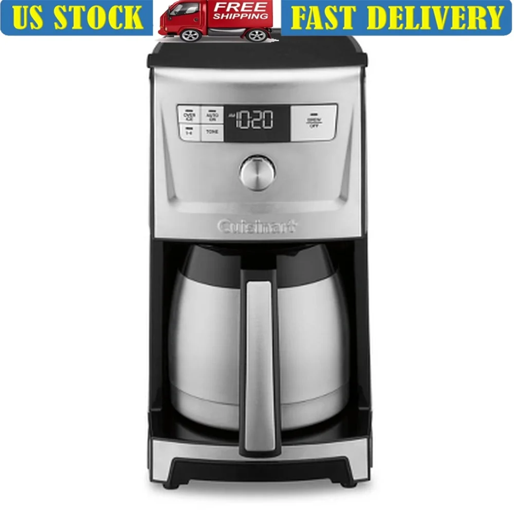Cafetera térmica programable, 12 tazas sobre hielo, pausa, filtro de carbón autolimpiante, pantalla LCD, jarra fácil de verter, 24 horas