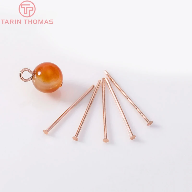 (5270)20PCS 20MM 25MM 30MM 35MM 24K Gold Color Flat Pins Bead Pins Connector High Quality Jewelry Making Findings Accessories