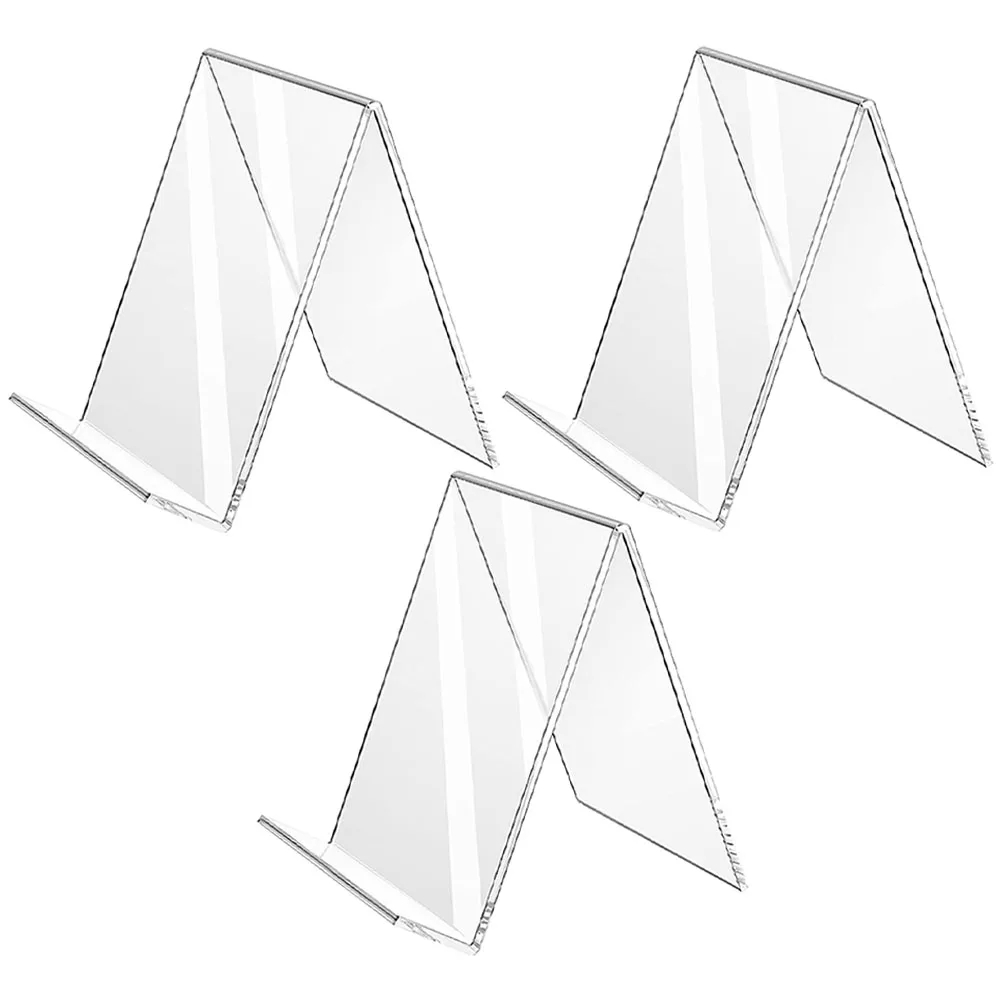 3 個のアクリルブックスタンドクリアデスクトップブックディスプレイイーゼル本の整理アルバム雑誌収納ホルダー透明
