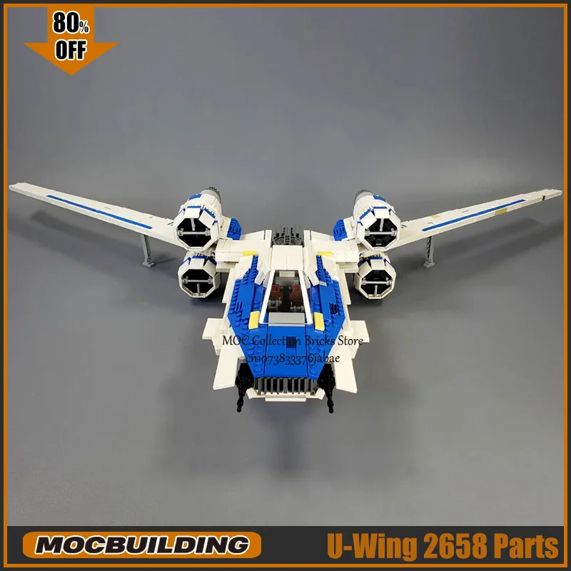 Escena de película MOC, bloques de construcción U, modelo Wing Starfighter, tecnología de ladrillos, colección de ensamblaje DIY, juguetes de nave espacial, regalos de navidad