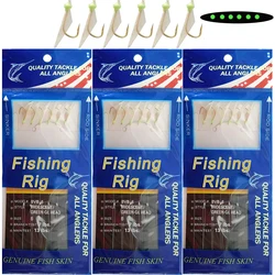 10Packs Saltwater Fishing bait Rigs Lure real Fish Skin luminous glow beads Mackerel small fishing rigs tackle accessories