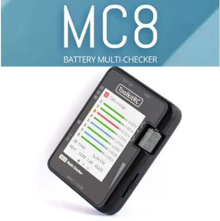 ToolkitRC MC8 1-8S устройство проверки батареи ЖК-дисплей цифровой прибор емкости аккумулятора для инструмента для серво тестирования ESC балансир батареи