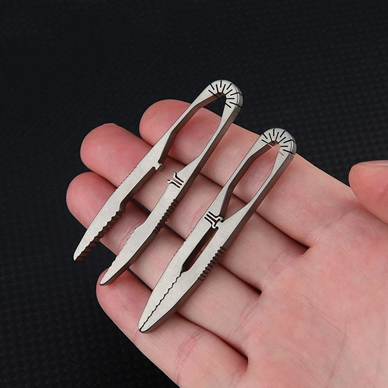 A81M New TC4 Titanium Alloy Buckle Tweezers Multifunction With Snap Lock Corkscrew CNC Machining Clips Outdoor Tool