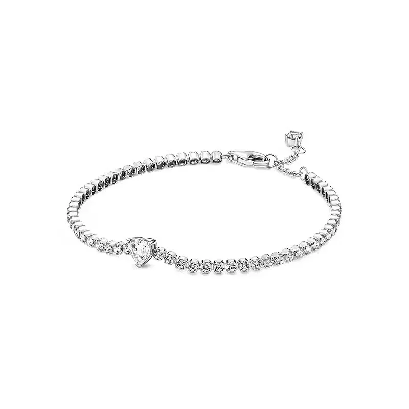 Nuove donne in argento Sterling 925 temperamento tutto zircone braccialetto gioielli con ciondoli regalo di natale fai da te anniversario regalo