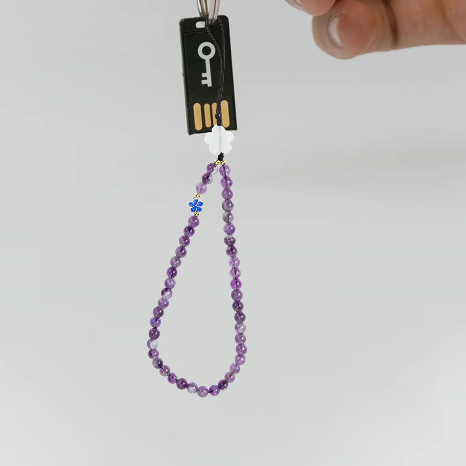 Amethyst Mobile Phone Charm Key Lanyard Decorative Rope Hanging Wrist Strap Lanyards for Keys