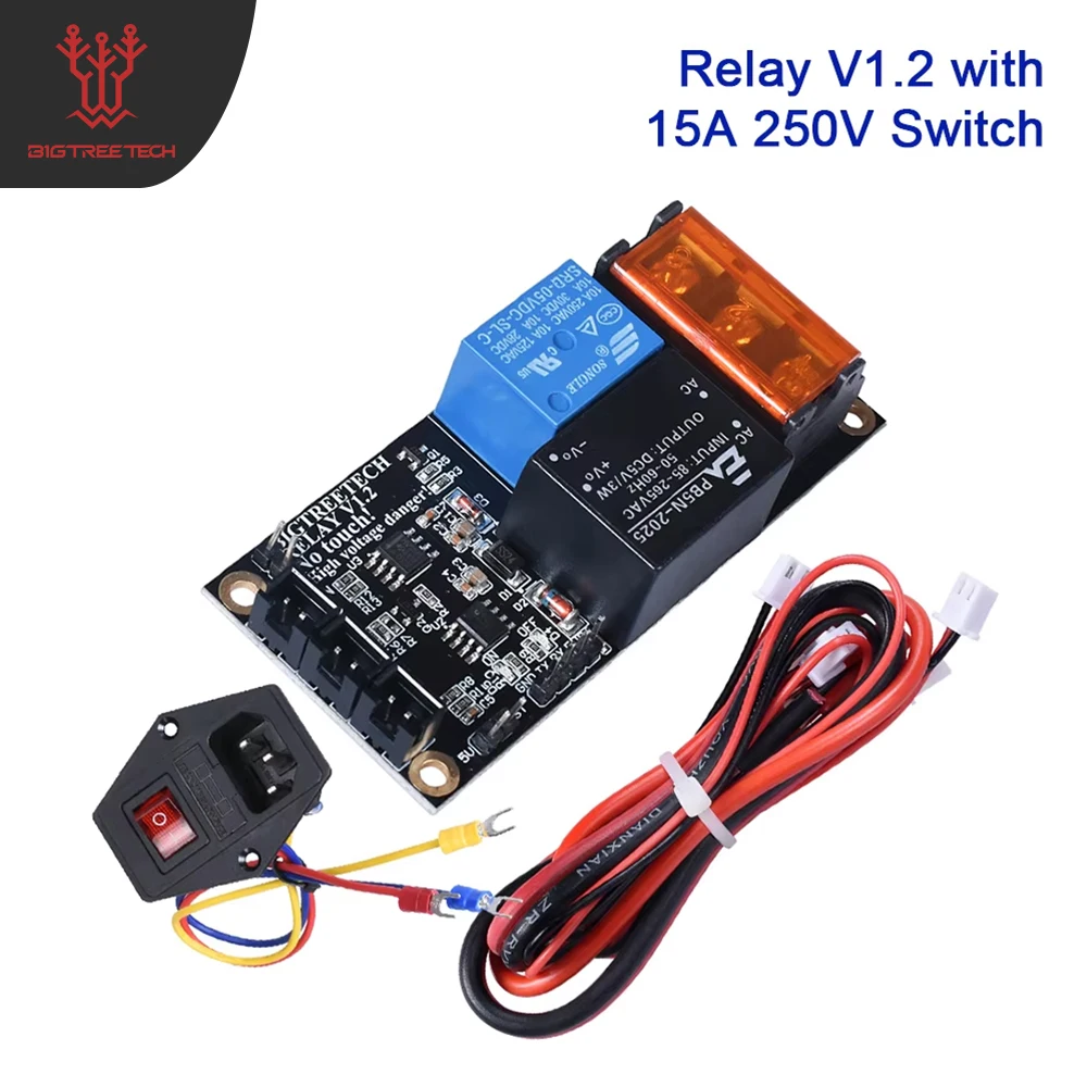 

Реле BIGTREETECH V1.2, модуль автоматического отключения с питанием 15A 250 В, рокерный переключатель, плата 3D-принтера Impresora SKR V1.3 E3 PRO