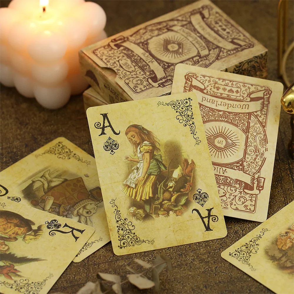 ​1Set Vintage Style Playing Cards Alice in Wonderland Poker Playing Cards Deck Board Games Retro Poker Never open