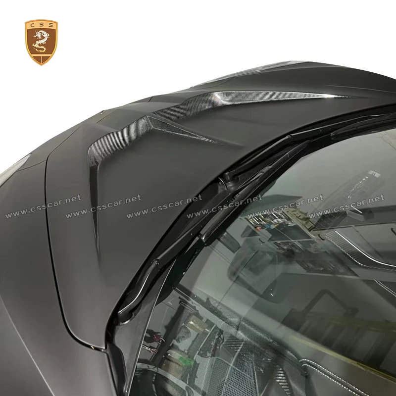 جديد لسيارة شيفروليه كورفيت C8 غطاء محرك السيارة لسباق الأداء استبدال CSS غطاء المحرك الأمامي من الكربون الجاف مجموعات ضبط السيارات #3
