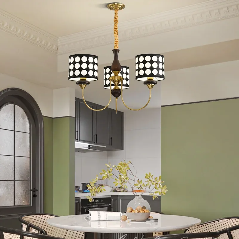 

Vintage America Black White LED Chandelier Living Room Bedroom Hall Pendant Lamp Home Decoration Interior Lighting Fixture