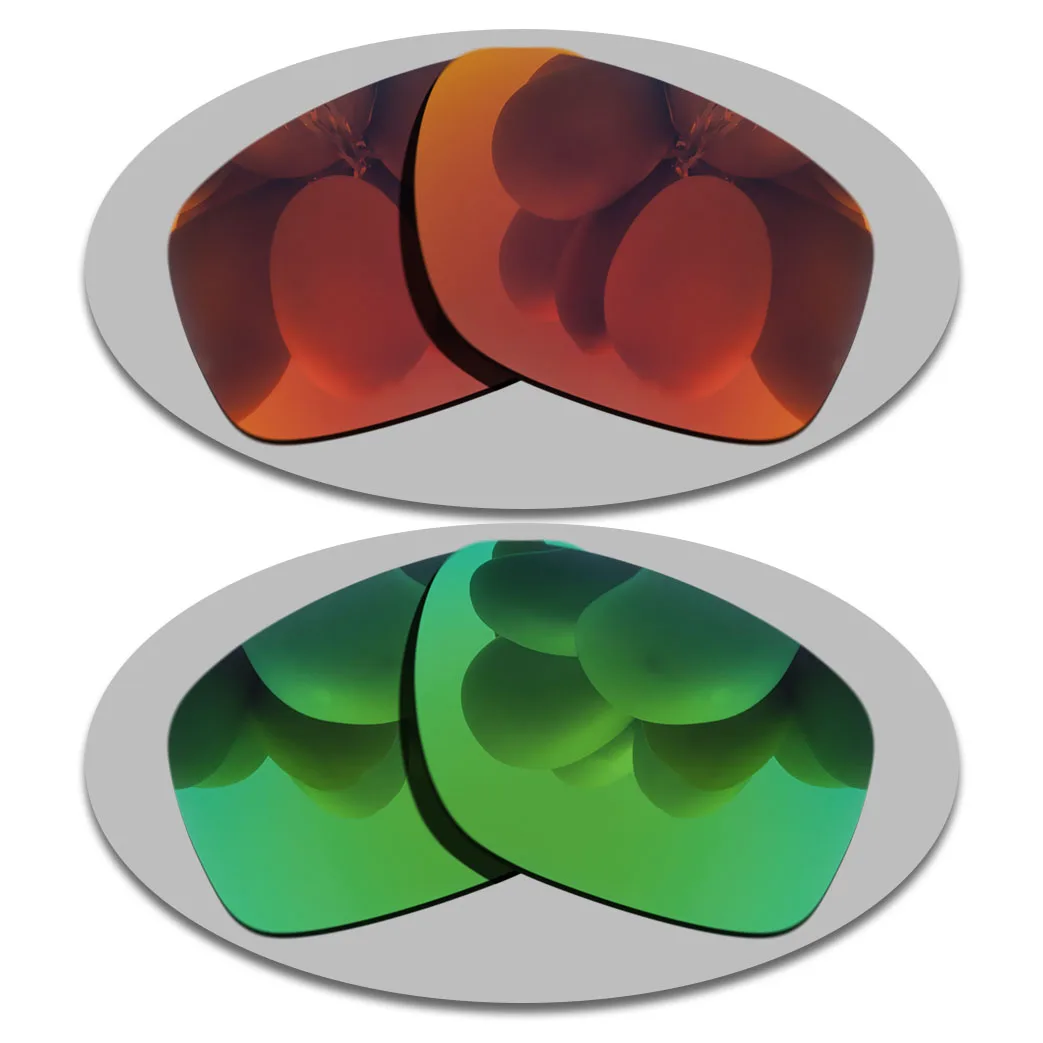 Fire Red&Green Lenses Replacement For-Oakley Sliver Polarized Sunglasses