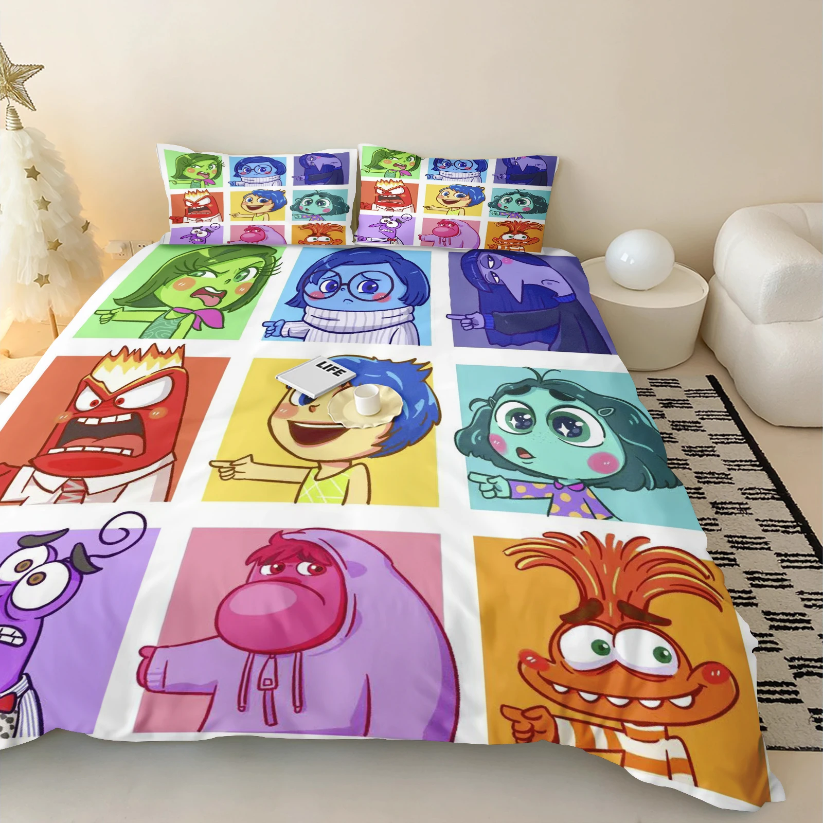 Disney Inside Out Dekbedovertrek Cartoon Anime 3D Schattig Meisje Kinderkamer Set ​ Polyester volwassen cadeau 2/3 stuks beddengoed