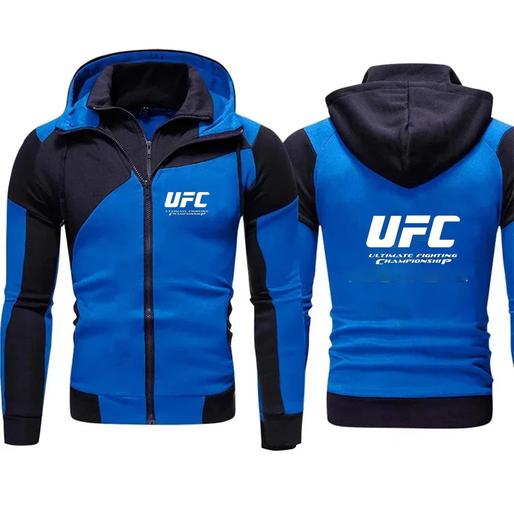 Stampa logo UFC 2025 Nuova felpa sportiva da uomo primaverile e autunnale, felpa con cappuccio con cerniera a doppio strato da donna, giacca per coppia alla moda
