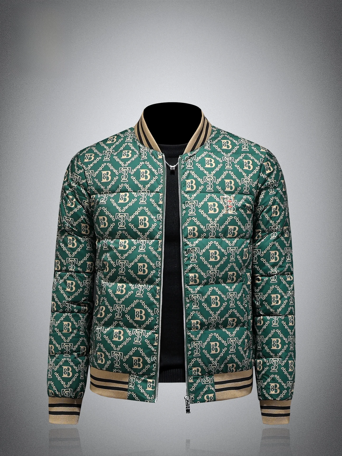 

Мужская зимняя куртка с воротником-стойкой, принтованная, приталенная, теплая, модная, городская, с длинными рукавами, на молнии