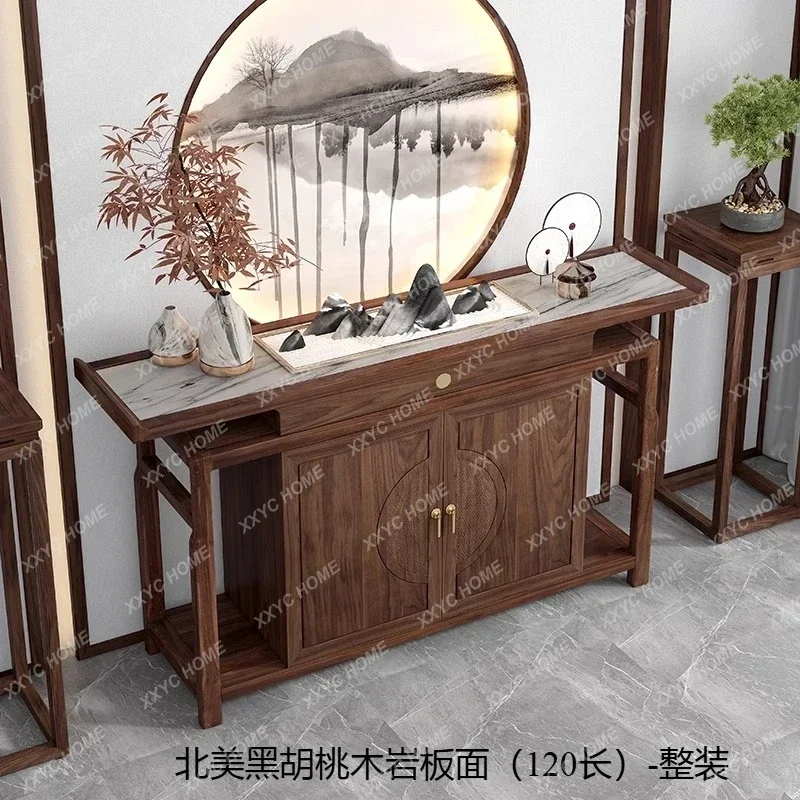 

HSolid wood entry entrance table Zen front door entrance table black walnut decorative cabinet