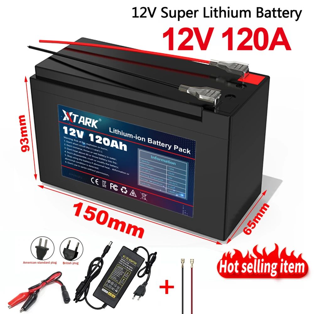 

New 18650 3S6P 12V 120Ah Lithium Battery Pack,Built-in 30A BMS,For Solar Energy Electric Vehicle Li-ion Battery+12.6V Charger