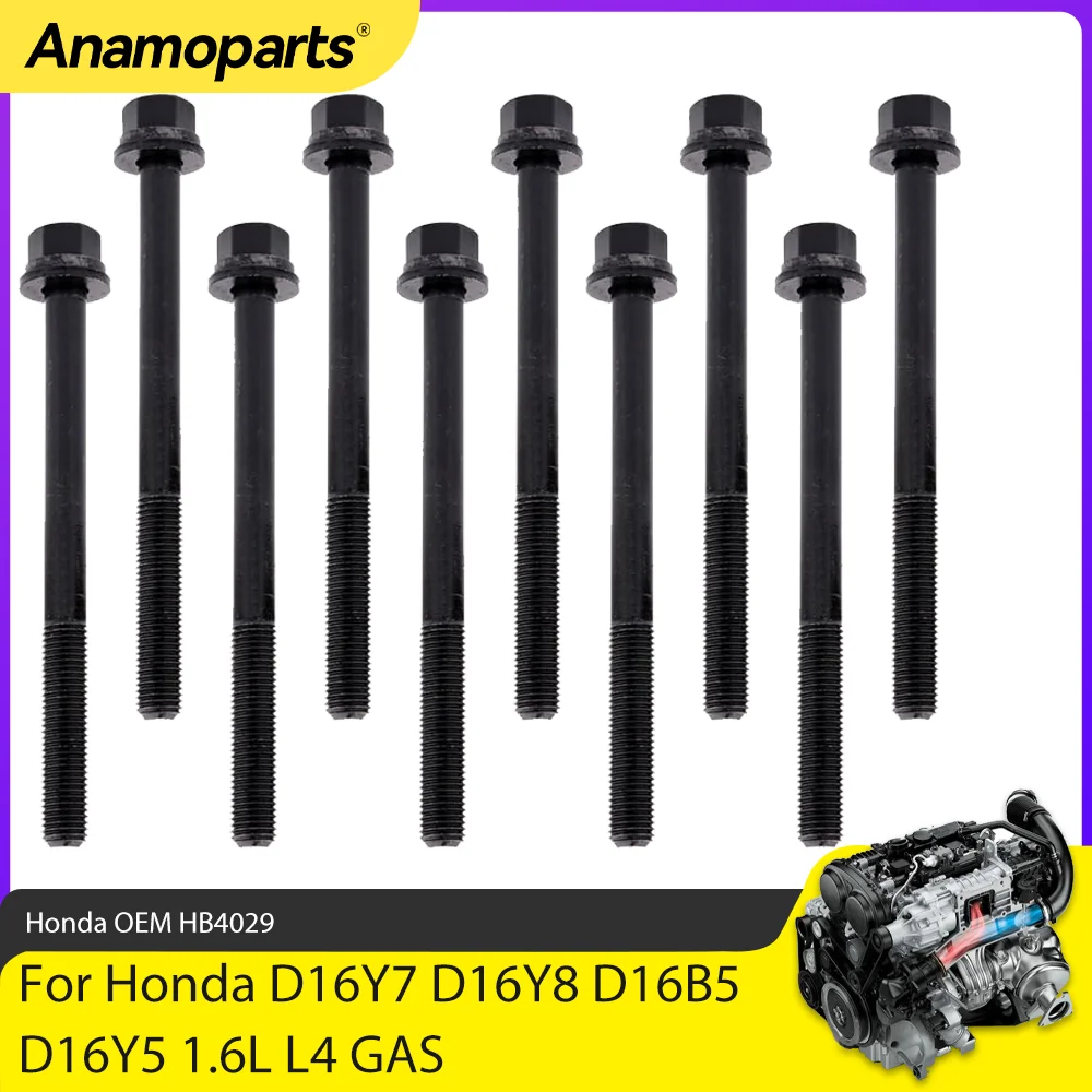 Engine Parts Cylinder Head Bolt Set Fit 1.6 L For Honda Civic Del Sol CX DX LX EX HX D16Y7 D16Y8 D16B5 D16Y5 1.6L L4 GAS HB4029