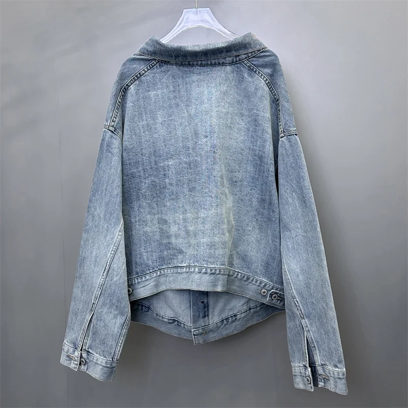 Women\'s denim jacket 2024 Autumn new in outerwears vintage washed pure cotton long sleeved top Couple style loose Women\'s coats