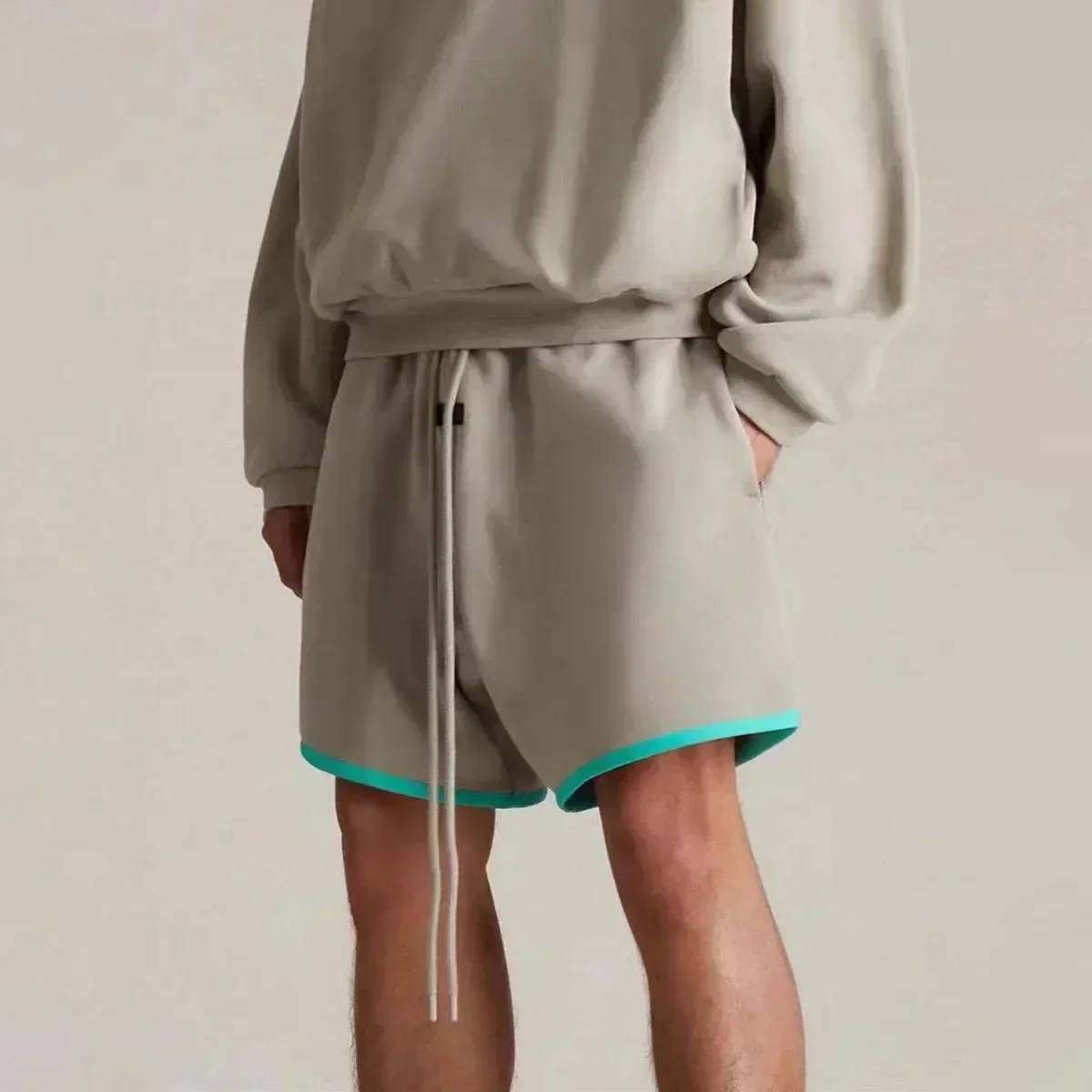 24SS Einfarbig Shorts Luxus Design Silikon Brief Logo Kordelzug Baumwolle männer Shorts Mode Marke Paar Lose Rand Shorts