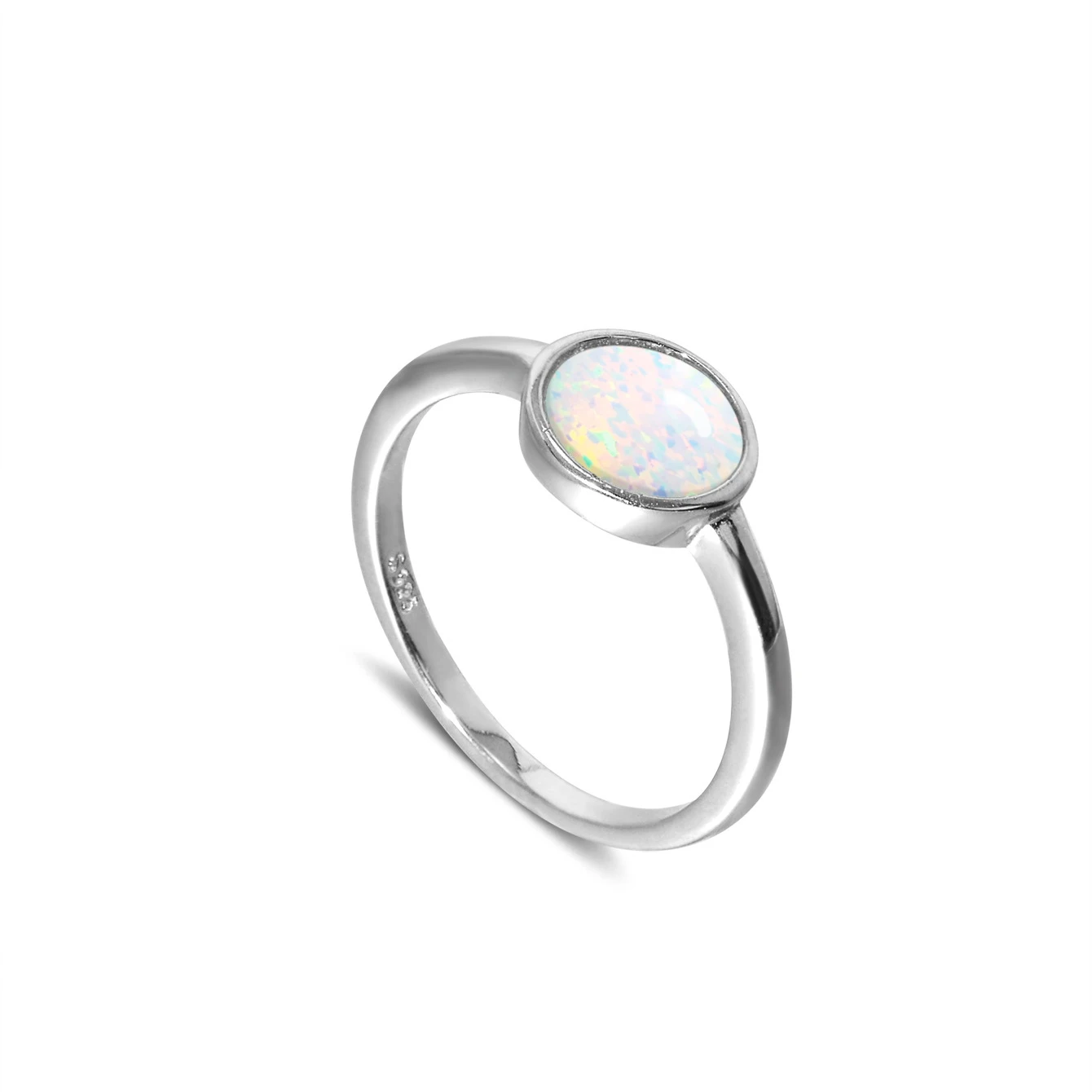 100% 925 sterling silver women\'s high-end ring circular white opal zircon ring suitable for daily party occasions or as a gift