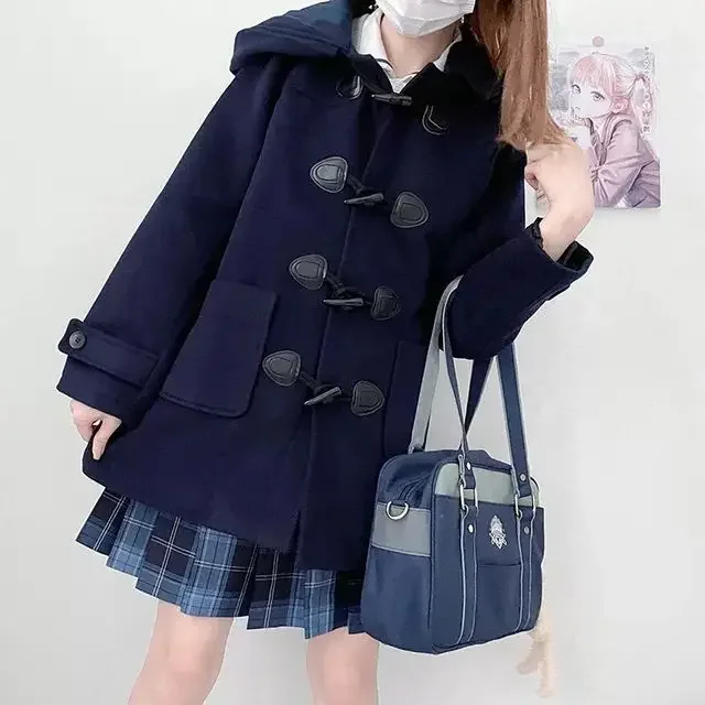 ジャケット・アウター 00s archive wool coat japanese label y2k Winter Japanese College Style Hoodie Woolen Coats Women Clothing