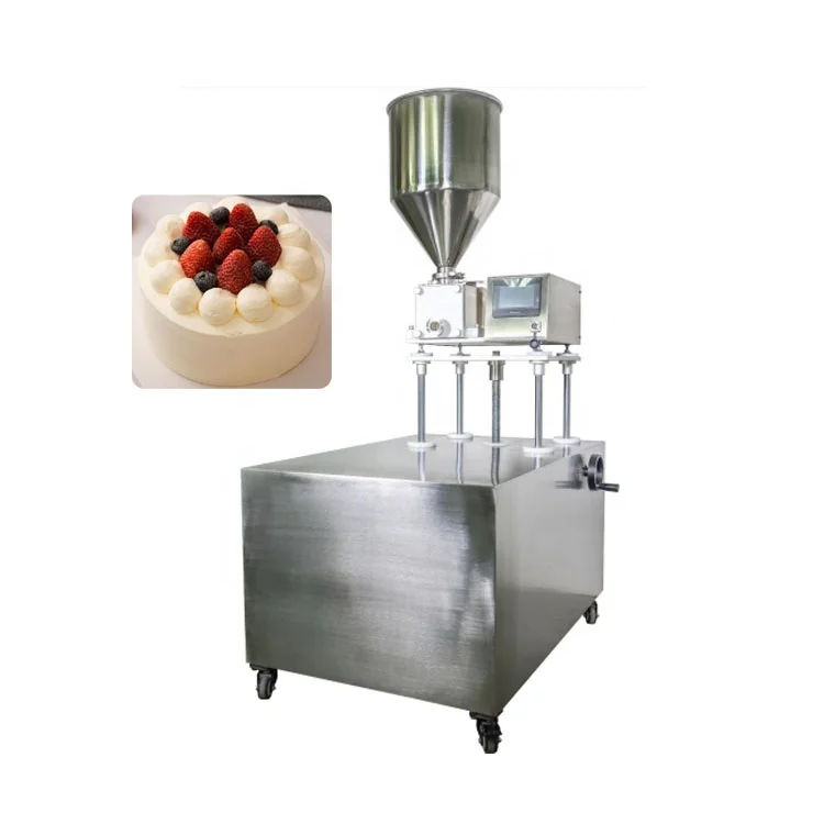 bakery Birthday cup cake bread inject depositing coating spreading frosting icing decorating making machine