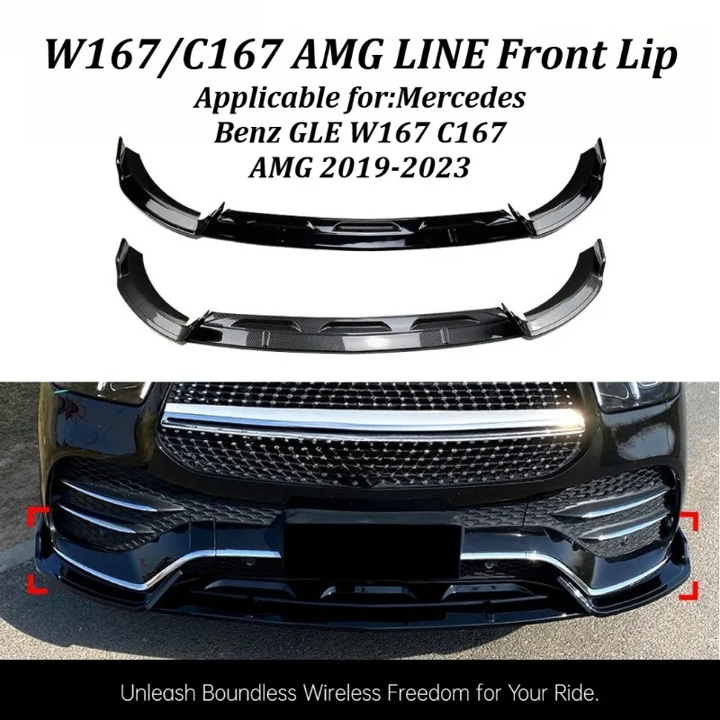 

For Mercedes Benz GLE W167 C167 AMG 2019-2023 Front Lip Splitter Bumper Spoiler Body Kit Exterior Car Styling Auto Accessories