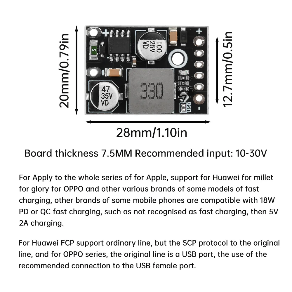 Модуль быстрой зарядки PD45w, выход паяного провода, поддержка Apple PD3.0 PPS, быстрая зарядка QC3.0, вход Huawei SCP VOOC12v24v