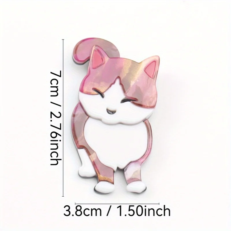 دبوس بروش على شكل حيوان القط الكرتوني ، شخصية أكريليك أنيقة لطيفة ، شارة الرجال والنساء ، إحساس كبير