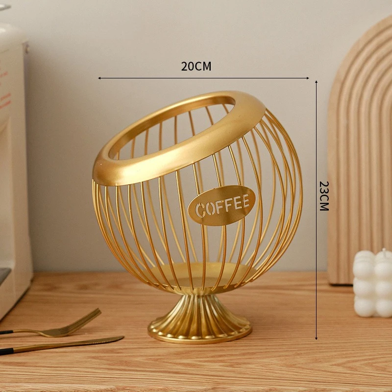 Creative Iron Fruit Basket, Coffee Capsule Storage Basket, Desktop Decorative Tea Table Snack Candy Storage Frame, Home Decor