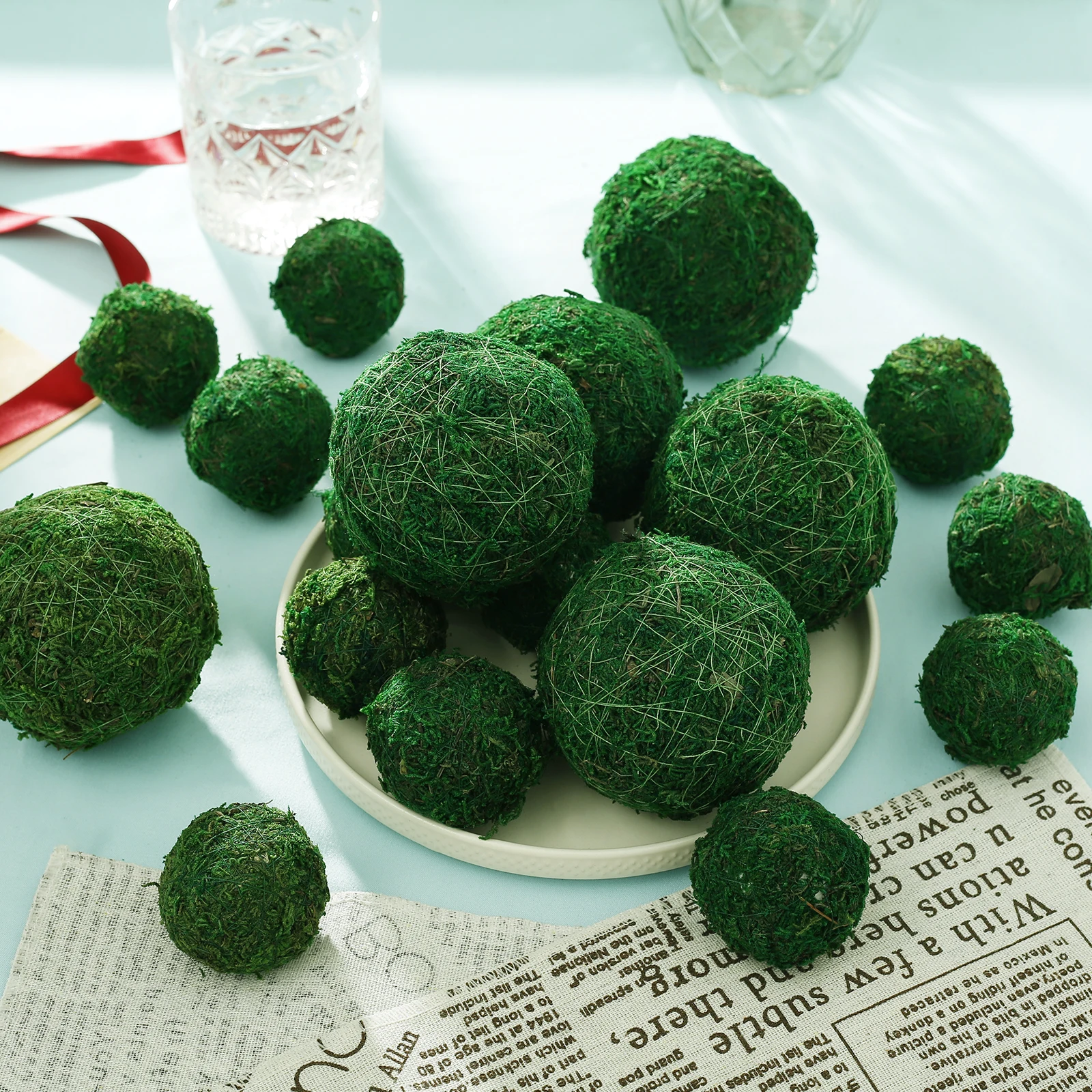 18Pcs Faux Dried Moss Balls Decorative Artificial Moss Balls Effortless to Clean Handmade Plant Mossy Globes 5cm 8cm Hanging