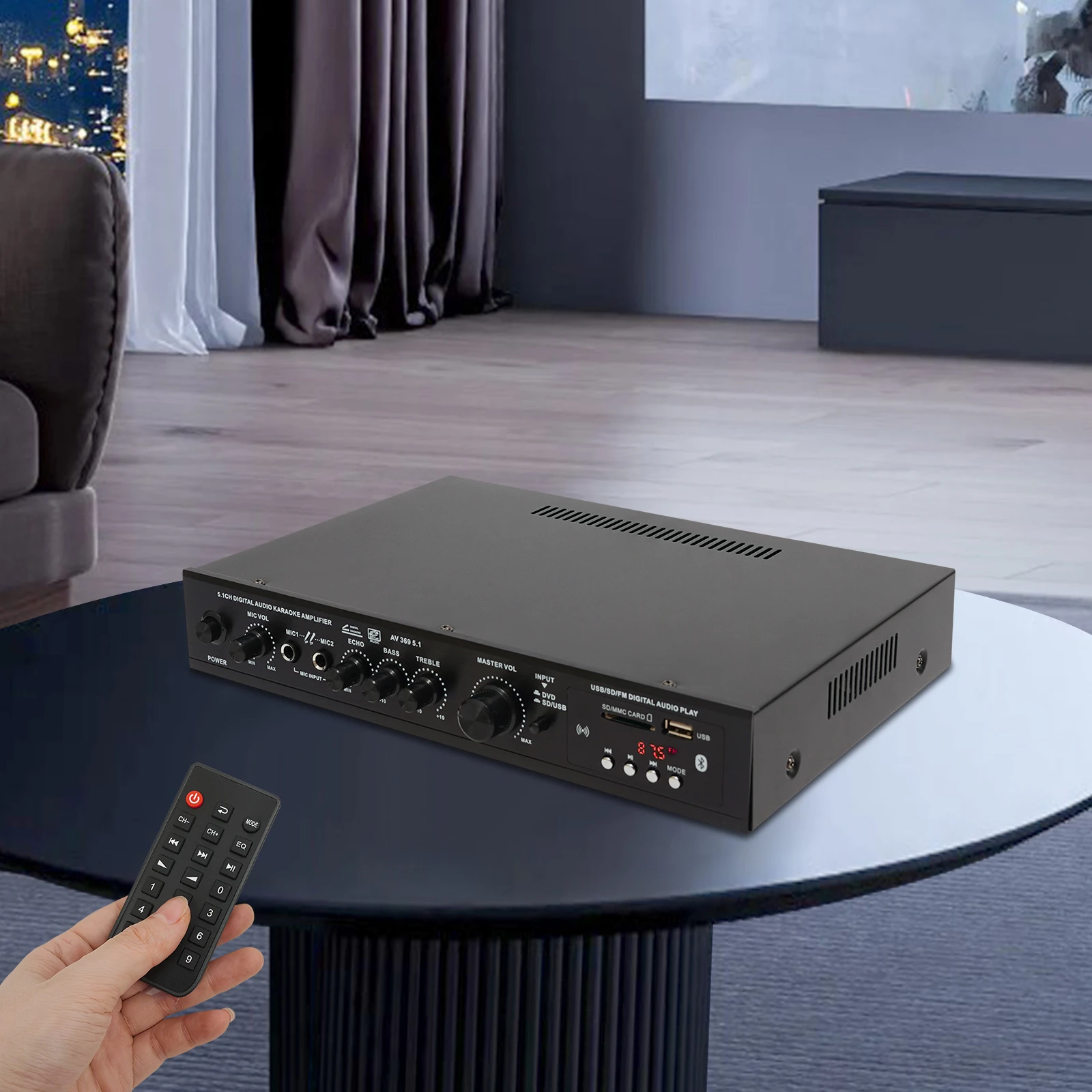 300 واط HIFI مضخم الصوت بلوتوث 5.1 قناة USB بطاقة SD راديو FM HD مكبر للصوت للمسرح المنزلي كاريوكي