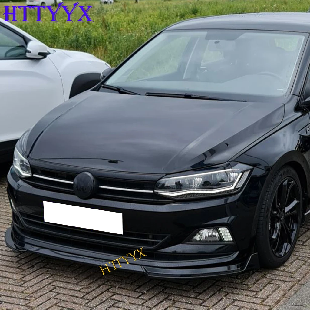 HTTYYX Gloss Black Front Bumper Splitter Lip Diffusers Fit for Volkswagen Polo Mk6 AW Standard 2018 2019 2020 2021 ABS 3pcs