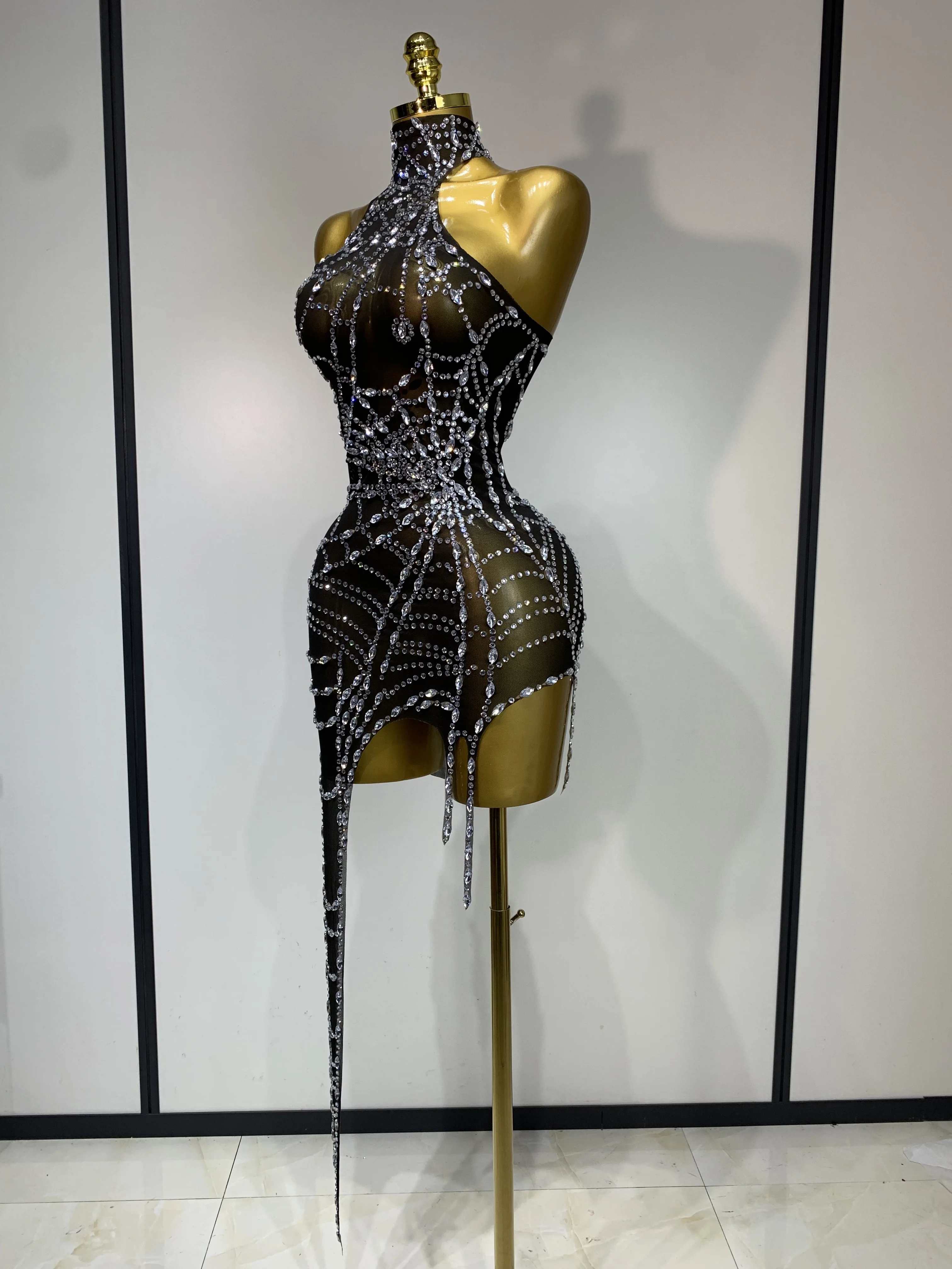 Women Luxury Black Mesh See Through Crystal Diamond Bodycon Dress Sexy Evening Party Club Nightclub Dress Singer Stage Costume - AliExpress 200000345 Women Luxury Black Mesh See Through Crystal Diamond Bodycon Dress Sexy Evening Party Club Nightclub Dress Singer Stage Costume - AliExpress 200000345