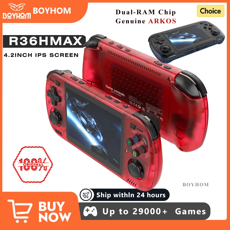 BOYHOM R46H PRO ريترو وحدة تحكم ألعاب فيديو محمولة RK3326 لينكس ARKOS 4.2 بوصة IPS R36H PRO MAX مشغل فيديو جيب محمول 64 جيجابايت #1