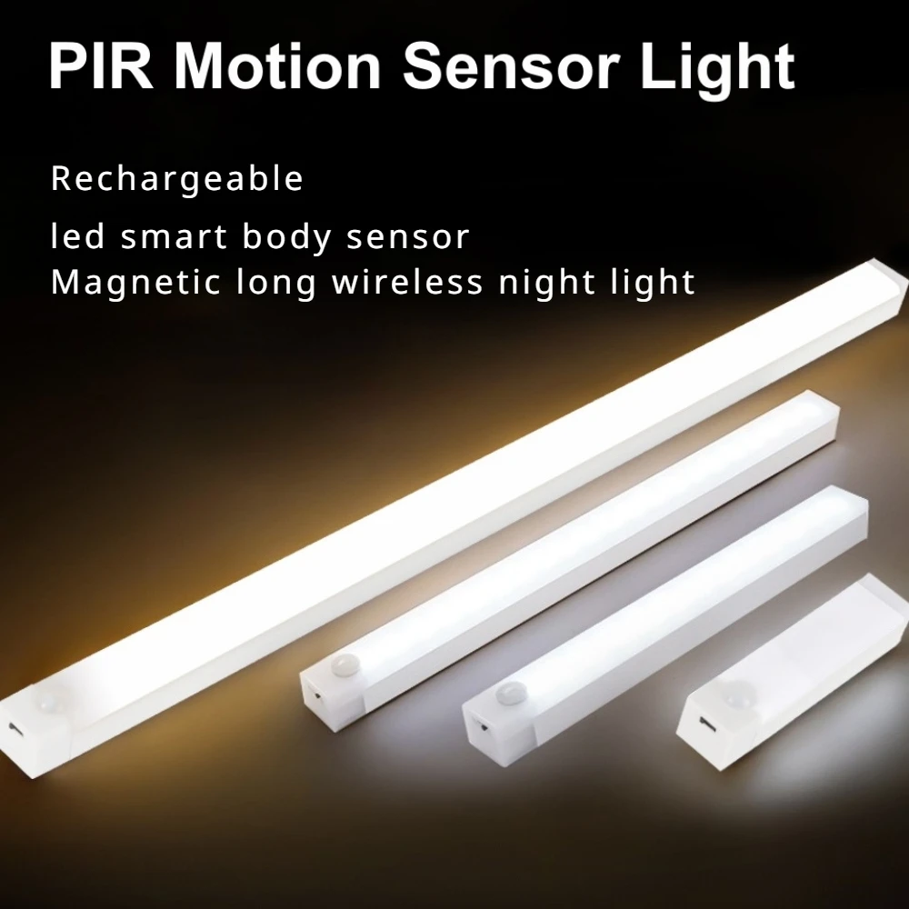 Sensor de Movimento PIR Luz Do Armário LED, Carregamento USB, Luz Noturna, Roupeiro, Corredor, Sem Fio, Detector Portátil, Lâmpada De Parede