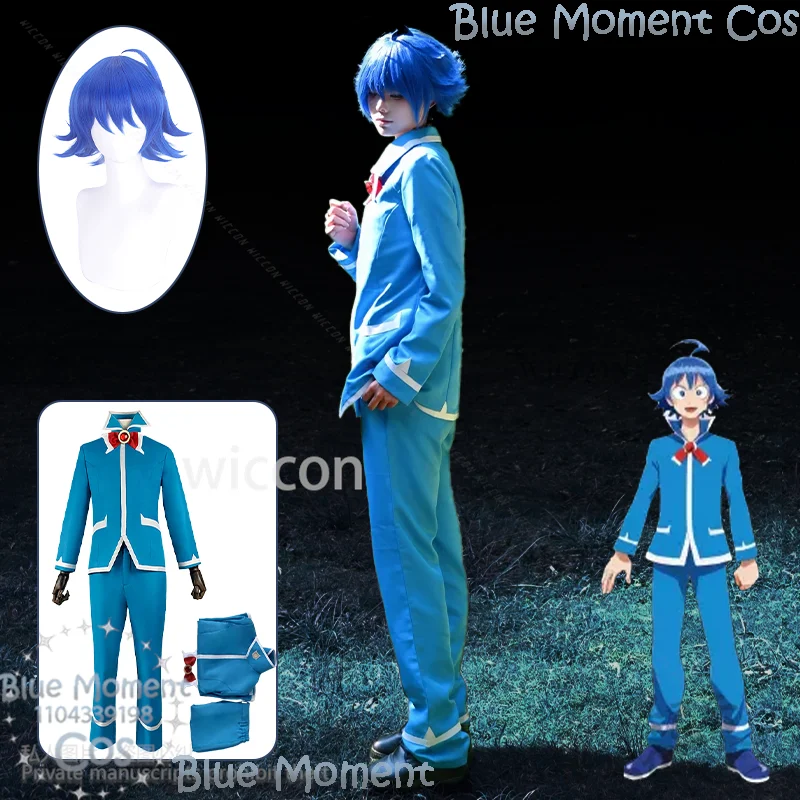 

Suzuki Iruma Welcome To Demon-School Irumakun Cosplay Japanese Jirai Kei Blue DK Uniform Coat Pant Wig Man Suit Party Customized