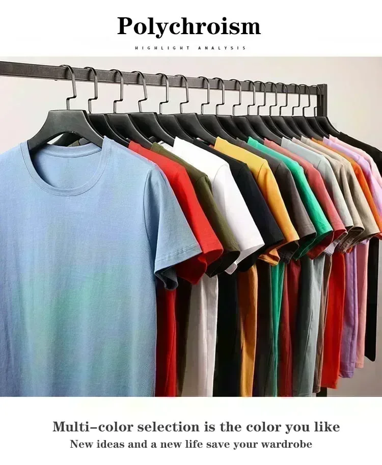 Sommer-Mode-Marken-Herrenbekleidung: Business-Casual Kurzarm-T-Shirt, locker geschnittenes und vielseitiges Rundhals-Oberteil, atmungsaktives T-Shirt – Detail 1