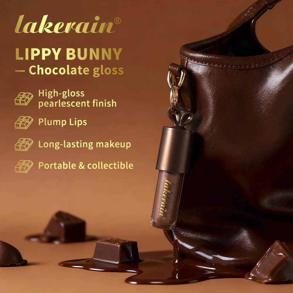 Lakerain Chocolate Rabbit Lip Gloss Long Lasting Hydration Mirror Effect Moisturizing Smooth Non-Sticky Lippy Bunny Lipstick